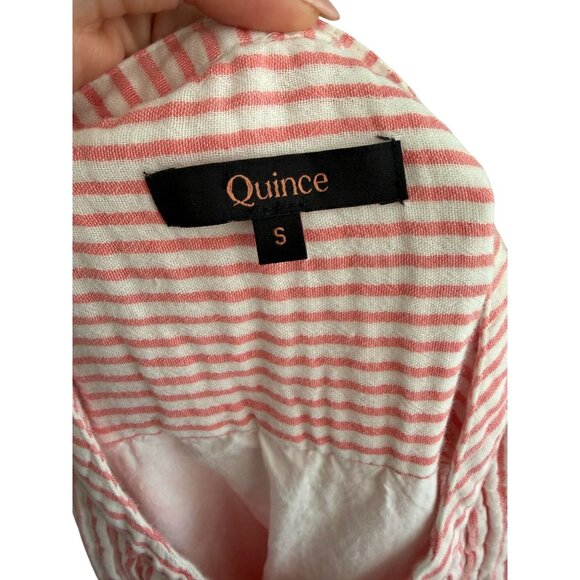 QUINCE Pink Striped Swing Button Dress Size Small - Picture 9 of 9